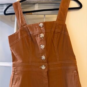 Maeve Brown Button-Front Jumpsuit